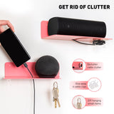 OAPRIRE Pink Acrylic Floating Shelves Set of 2 - Easily Expand Wall Space - Small Wall Shelf with Strong Adhesive for Bedroom, Kids' Room, Bathroom, etc OAPRIRE