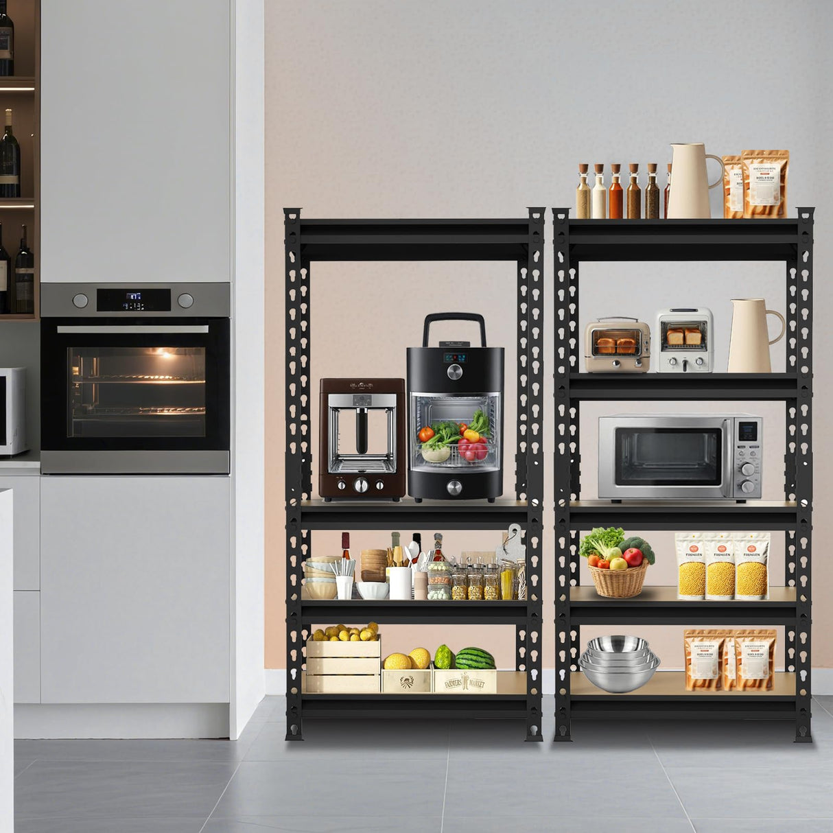 BIG RED Storage Shelving Unit, 5-Tier Adjustable, Heavy Duty Metal Garage Shelves/Utility Rack for Kitchen, Pantry, Basement, Bathroom, Laundry - 2,000 lbs Capacity, Black, 59" H x 28" W x 12" D BIG RED