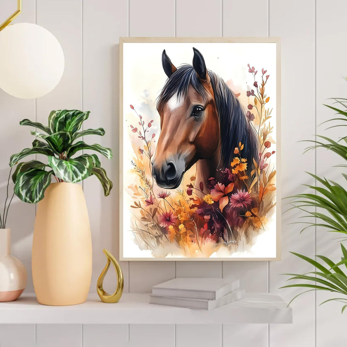 Auremi Horse Diamond Art Painting Kits for Adults, DIY Paint by Numbers for Adults Beginner, DIY Full Drill Diamond Dots Paintings Animal Picture Arts Craft for Home Wall Art Decor 12x16 Inch Auremi