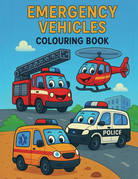 Emergency Vehicles Colouring Book for Kids Ages 3-8: 35 Big, Bold Rescue Trucks, Police Cars, Ambulances & Helicopters to Colour: Build Fine-Motor ... Heroes (Colouring Books for 3 - 6 Year olds) WoodArtSupply