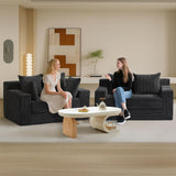 Convertible Sofa Bed, Boneless Couch Loveseat Sleeper, 2 in 1 Folding Couch Bed, Fold Out Comfy Floor Futon Sofa with Pillows for Living Room Bedroom, Black feliz home