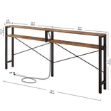IRONCK Console Table with Power Outlet, Long Sofa Table with Shelves and X-Shaped Design, Narrow Sofa Entryway Behind Couch Table for Living Room and Hallway, Vintage Brown IRONCK