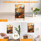 MOGTAA Fall Pumpkin Paint by Numbers Kit for Adults Beginners with Frame, Autumn Farm Adult Paint by Number Kits on Canvas with Easel, Easy DIY Oil Painting Kits for Home Decor, 8x12in MOGTAA