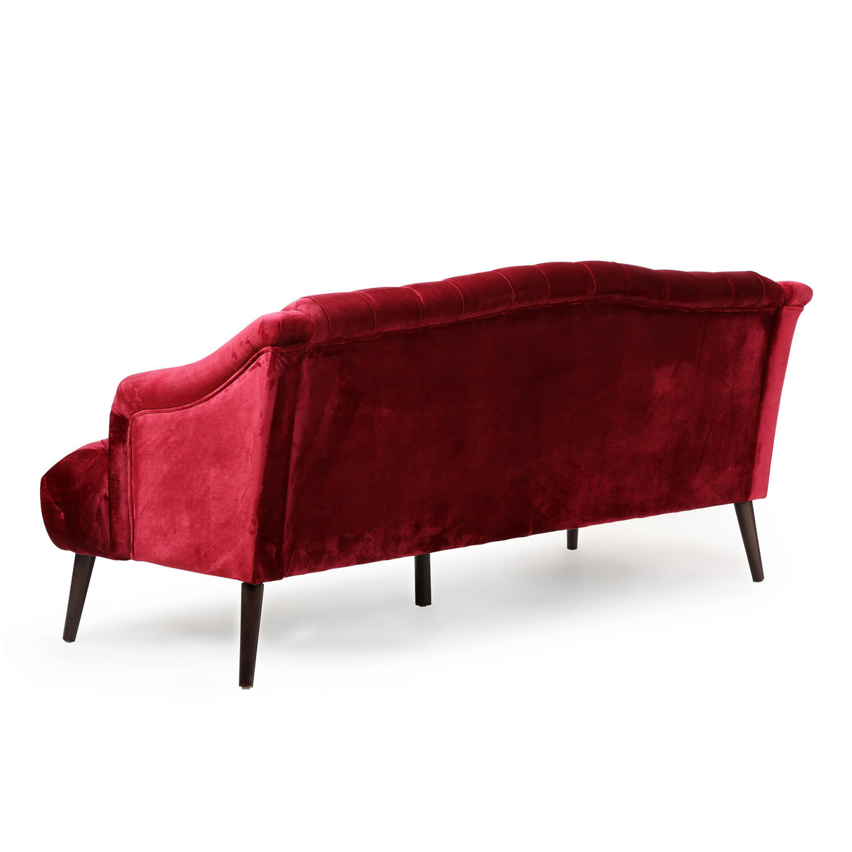 Christopher Knight Home Minxi Velvet Sofa Couch, Home Sofa Living Room with Birch Wood Legs, Comfort Modern 3 Seater Couch with Button Tufted Diamond Stitch, Luxury Chaise Lounge Chair, Wine Red Christopher Knight Home