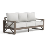 UDPATIO Patio Aluminum 3-Seat Couch, Faux Wood All-Weather Outdoor Furniture Sofa with 6” Water-Resistant OLEFIN Cushions and Rust-Proof Frame, Waterproof Cover Included, Beige UDPATIO