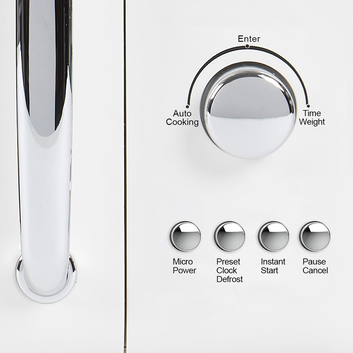 Haden 700 Watt 0.7 Cubic Foot Microwave Oven with Digital Controls, Defrost, and Instant Start Countertop Small Appliance, Ivory/Chrome HADEN