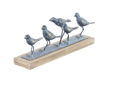 Deco 79 Metal Bird Decorative Sculpture Home Decor Statue, Accent Figurine 18" x 4" x 7", Gray