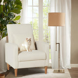 COLAMY Modern Upholstered Accent Chair Armchair with Pillow, Fabric Reading Living Room Side Chair,Single Sofa with Lounge Seat and Wood Legs, Beige COLAMY