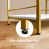 AT-VALY 5-Tier Bakers Rack with Storage Shelf,Free Standing Kitchen Storage Shelf Rack 23.6 L x 15.7 W x 62.6 H (Gold) AT-VALY