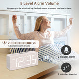 DreamSky Wooden Digital Alarm Clock for Bedroom - Wood Desk Clocks for Living Room with Large Numbers, Dimmer, USB Port, Loud Alarm for Heavy Sleepers with Volume Control, DST DreamSky