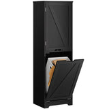 DWVO Tilt Out Laundry Hamper - 53" Tall Bathroom Storage Cabinet Laundry Cabinet with Adjustable Shelves and Clothes Basket, Laundry Hamper Shelf for Laundry Room Bathroom Organizer, Black DWVO