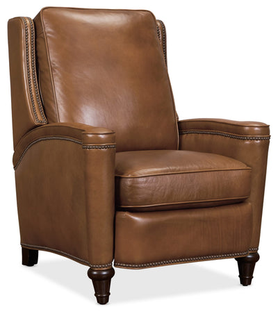 Hooker Furniture RC216-PB-086 RC216-PB Rylea 30" Wide Formal Traditional Aniline Leather Upholstered Manual Push-Back Recliner with Nail Head Trim