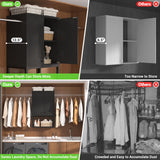 Homieasy Wall Cabinet with 2 Hanging Rods, 67'' Wide Laundry Wall Cabinet with 2 Doors, Open Rack & Adjustable Inner Shelf, Storage Cabinet Wall Mounted for Laundry & Bathroom, Black Homieasy