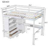 Harper & Bright Designs Full Size Loft Bed with Desk & Wardrobe, Wood Full Loft Bunk Bed with Storage Shelves and Drawers, No Box Spring Needed,White Harper & Bright Designs
