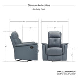 Lexicon Swivel Glider Recliner Chair, Comfy Nursery Glider, Top Grain Leather Match Recliner, Manual Reclining Chair for Living Room/Office/Apartment, Blue Gray Lexicon
