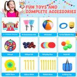 WHUBEFY Bounce House, Large Inflatable Obstacle Bouncy House with Big Jumping Area for Kids 3-12, Double Basketball Hoops & Bouncer Slides, Ball Pits, Throw Ball Game, Jump House 550W Blower Included Whubefy