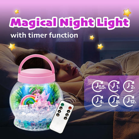 Hasviey Terrarium Kit for Kids, Light Up Unicorn Toys for Girls 6-8, DIY Kids Arts and Crafts Kit with Remote Control, Preschool Learning & Education Science Kits & Toys, Gift Ideas for Birthday Xmas Hasviey