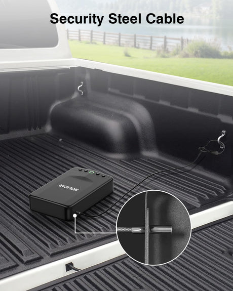 MOLICAR Car Gun Safe, Small Biometric Gun Safe for Handgun, Portable Fingerprint Quick Access Pistol Safe for Nightstand Bedside MOLICAR