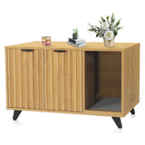 QuicMiou Cat Litter Box Enclosure, Modern Cat Litter Box Furniture Hidden, with Scratching Pad, 4 Metal Legs, Cat House, Natural Oak QuicMiou