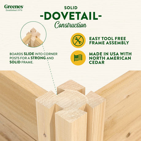 Greenes Fence Original Cedar Raised Garden Bed, 4' x 8' x 7" - Made in USA with North American Cedar Greenes Fence