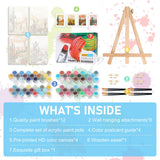 Offito 4 Pack Framed Paint by Numbers Kit for Adults Beginners with Wooden Easel, Cactus Easy Paint by Number Kit with Frame, Watercolor Adult Paint by Number Framed Canvas (8 * 12 Inch) Offito