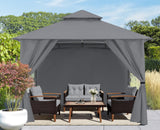 ABCCANOPY 10x12 Outdoor Gazebo - Patio Screened Gazebo with Curtains and Windows for Deck, Lawn and Backyard (Dark Gray) ABCCANOPY