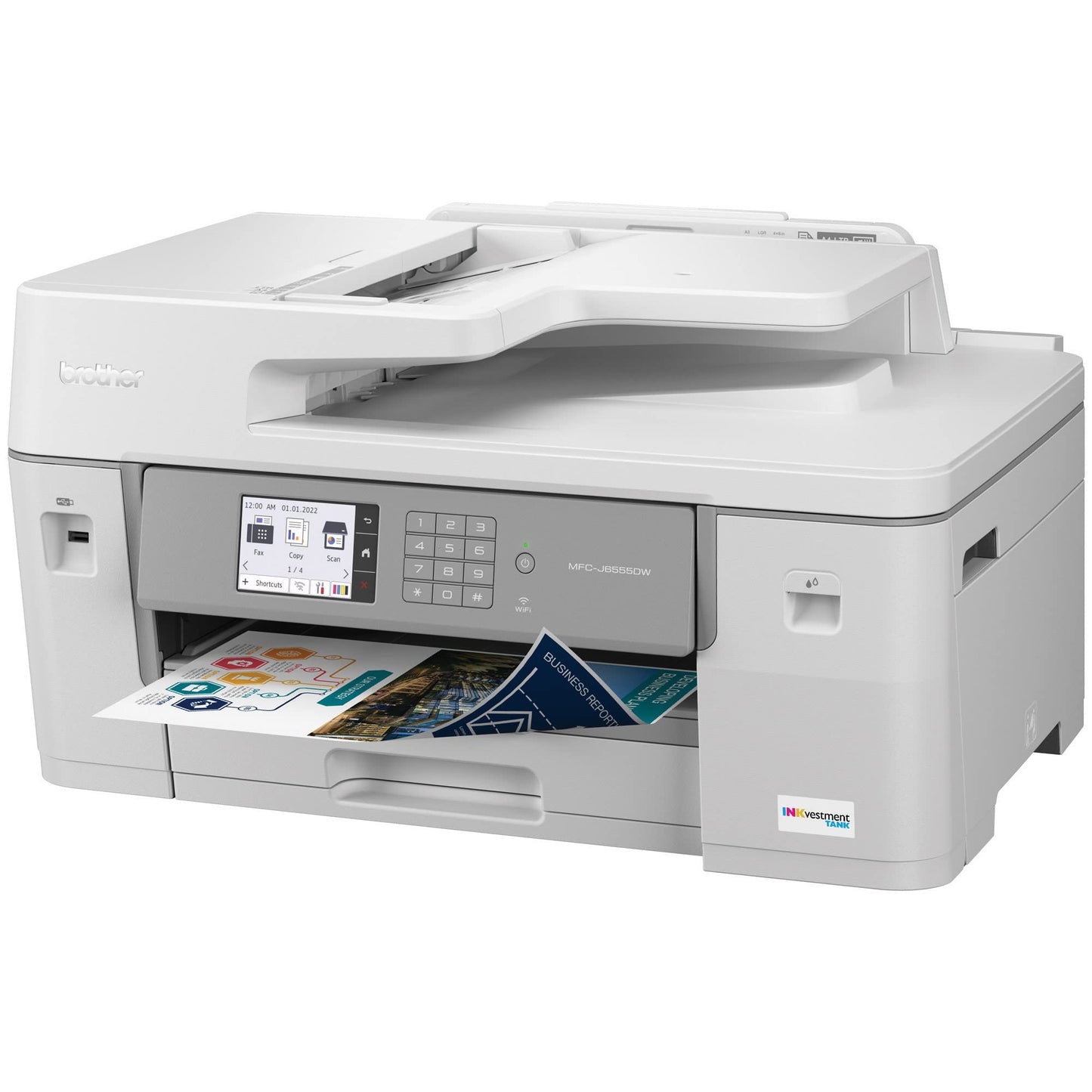 Brother MFC-J6555DW INKvestment Tank Color Inkjet All-in-One Printer with up to 1 Year of Ink in-box1 and 11” x 17” Print, Copy, scan, and fax Capabilities,White