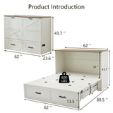 UYIHOME Murphy Bed, Murphy Beds Queen, Murphy Bed Cabinet with Large Storage, Queen Size Bed Frame with Storage for Bedroom, Living Room, Guest Bedroom,Home Office (Queen Size) UYIHOME