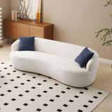 KEVINSPACE 86.61" Curved Sofa, Mid Century Modern Living Room Sofa, 3 Seater Boucle Couch with 2 Pillows, Luxury Curved Back Sofa Cream Couch for Bedroom, Office, Apartment, Beige KEVINSPACE