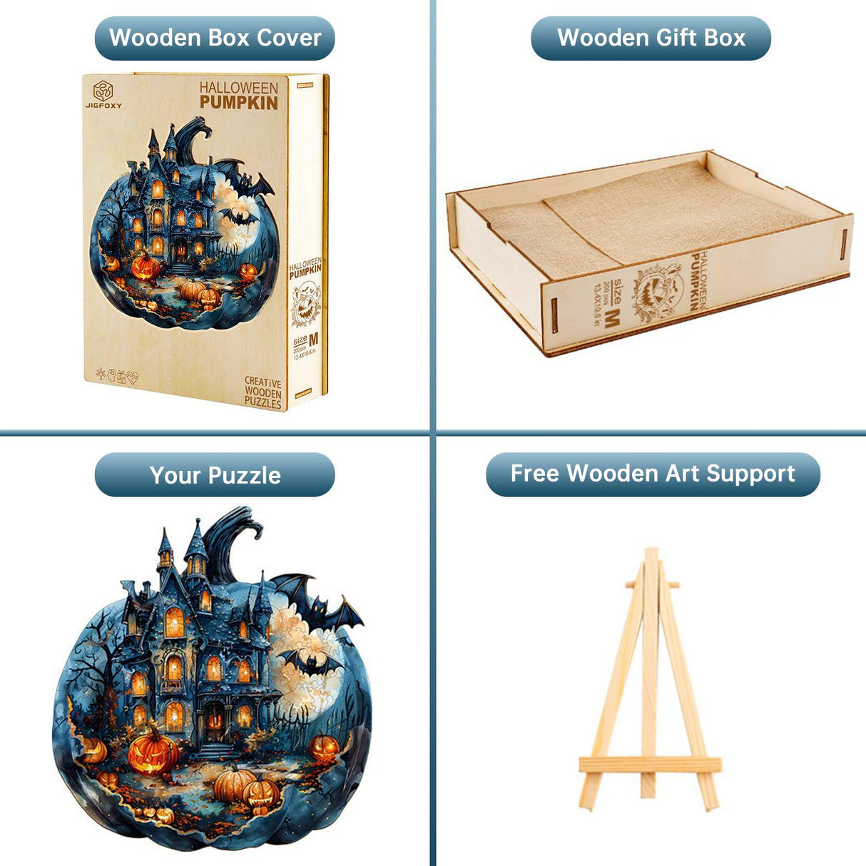 Jigfoxy Wooden Puzzles for Adults, Halloween Pumpkin Wood Puzzles Adult, Unique Animal Shape Wooden Jigsaw Puzzles for Adults, Birthday Gifts for Puzzle Lovers, Family (S-8.5 * 7.8in-100pcs) Jigfoxy