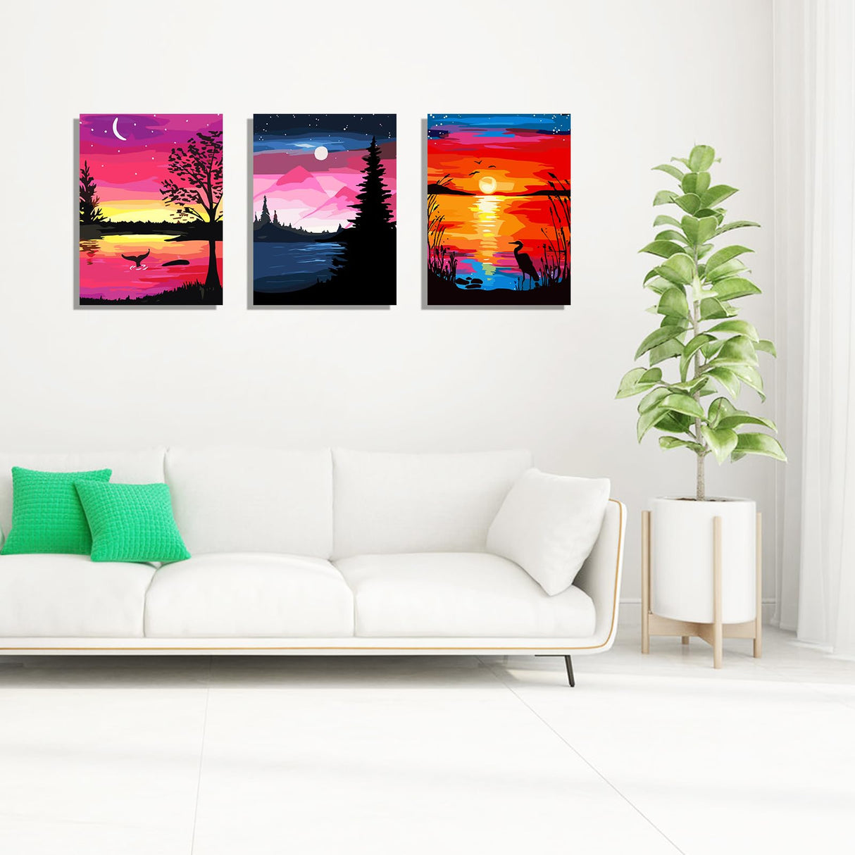 TINY FUN 6PC Paint by Number Kit for Adults DIY Oil Painting Kit 12x16 Inch Unframed Canvas, Nature Landscape Art Beginner Friendly Craft Kits for Home Decor Gift TINY FUN