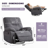 ANJ Oversized Swivel Rocker Recliner Chair for Adults, Manual Rocking Recliner Glider Recliner Nursery Chair Clearance with Decorative Stitching Soft Fabric Thick Cushion for Living Room Bedroom ANJ