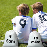 Saintrygo 12 Pieces Christmas Santa Sacks Drawstring Sublimation Santa Sack Blanks Tie Dye Cotton Drawstring Bags Drawstring Tote Backpack Items to Tie Dye DIY Birthday Party Favor Bags (White) Saintrygo