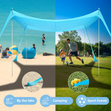 WILDPATH Beach Tent Sun Shelter 10 x 10FT, UPF 50+ Protection Beach Shade Canopy with 8 Sandbags, Eazy Up Portable Canopy Tent for Beach, Camping, Fishing, Backyard WILDPATH