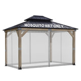 BPS 12' x 14' Gazebo Universal Mosquito Netting Screen Replacement, 4-Panel Screen Walls with Double Zippers for Outdoor Patio, Gray (Mosquito Net Only) BPS