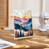 YOYA Framed Paint by Numbers Kit for Adults - Mountain Sunset Adult Paint by Number Kits on Canvas with Easel, DIY Mountain Paint by Number Framed Canvas for Home Wall Decor 8x12 Inch YOYA