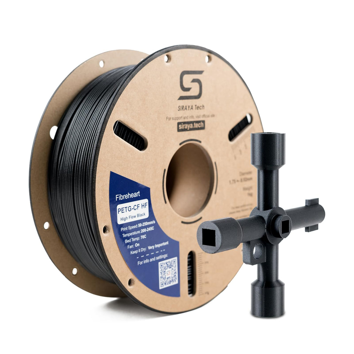 Siraya Tech Fibreheart PETG-CF HF 3D Printer Filament – High-Speed Carbon Fiber PETG, Strong & Lightweight, Minimal Warping, High Flow & Fast Printing, for Functional & Industrial Parts (1kg, Black) Siraya Tech