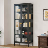 Desirable Life Display Cabinet with Glass Doors, Metal Storage Cabinet with 4 Adjustable Shelves, 5 Tier Curio Cabinet with LED Lights, 67” Tall Display Case for Collectibles, Black Desirable Life