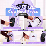 AKEYDIY 3-in-1 Auto Hat Heat Press Machine for Caps, with 3pcs Interchangeable Platens, Automatic Open & Release, Touchscreen for Precise Time & Temp Control, Heat Transfer Printing for Caps, Purple AKEYDIY