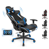 Goplus Gaming Chair, Massage Office Chair Computer Gaming Racing Chair, High Back PU Leather Adjustable Arms Headrest Ergonomic Reclining Game Chair, Rolling Swivel Executive Chair Goplus