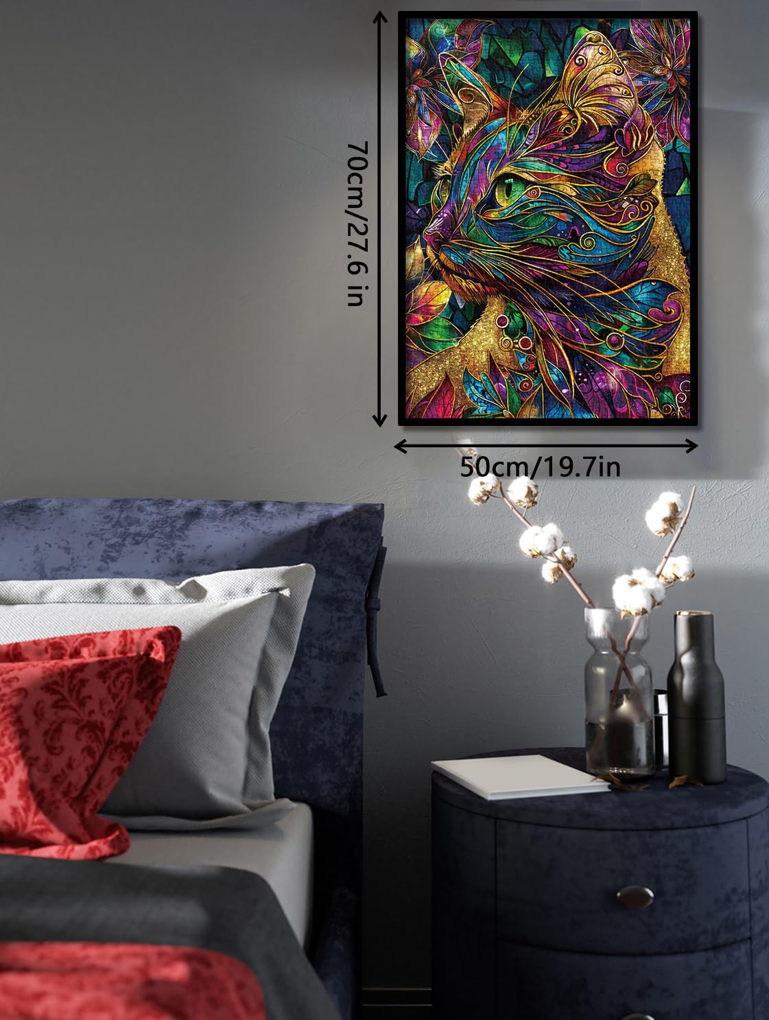 Colorful Cats Puzzles Painting Puzzle for Adults 1000 Pieces, Animal Art Jigsaw Puzzles 1000 Pieces Vibrant Colors Cat Puzzle, Fantasy Rainbow Painting Puzzle BBOLDIN