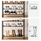 HOOBRO Shoe Rack, 12-Tier Shoe Storage Organizer, Large Capacity Shoe Shelf for Front Door Entrance, Entryway, Closet, Holds 36-48 Pairs of Shoes, Closet, Rustic Brown and Black BF127XJ01 HOOBRO