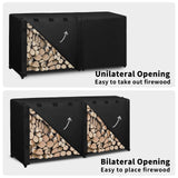 Easy-Going 8 Feet Outdoor Log Rack Cover 600D Heavy Duty Waterproof Weatherproof Firewood Cover with Openable Front Flap（96"x24"x41", Black Easy-Going