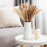 White Ceramic Vase, GUKJOB Small Cute Flower Vase for Pampas Grass, Home, Living Room, Dining Table, Farmhouse, Office Decor, Bedroom, Table, and Kitchen Shelf (White) GUKJOB
