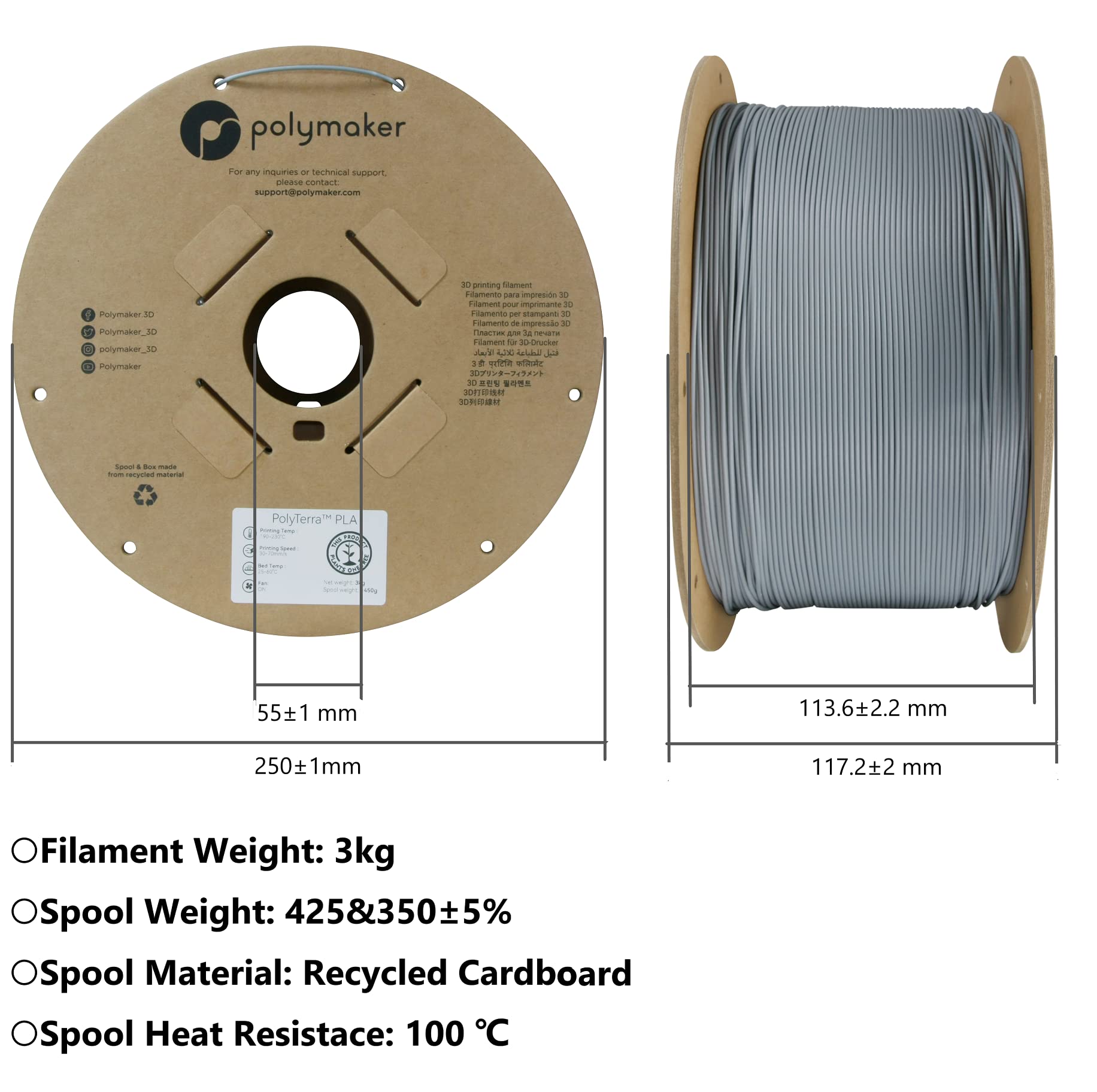 Polymaker 3kg PLA Filament 1.75mm, Black PLA 3D Printer Filament 1.75 - PolyLite 1.75 PLA Filament Black 3kg, Cost Effective Large Roll PLA 3D Printing Filament for Big Projects - WoodArtSupply