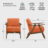 Lexicon Mid Century Modern Accent Chair with Solid Wood Frame in Walnut Finish, Upholstered Living Room Lounge Arm Chair, Thick and Comfy Innerspring Seat Cushion, Linen-Look Fabric, Orange Lexicon