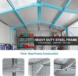 WELYAS 10x12 FT Metal Outdoor Storage Shed, Reinforced Frame Heavy Duty Large Waterproof Garden Tool Sheds with Unique Skylight Windows Air Vent for Patio Yard，Dark Grey WELYAS