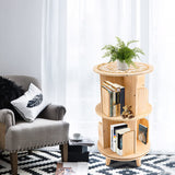 Bazargame 360° Rotating 2-Tier Wood Bookshelf Organizer for Home and Office Bazargame