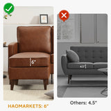 HAOMARKETS Faux Leather L Shaped Couch with Solid Wood Feet, 3-Seater Sofa with Reversible Chaise for Apartment, Sectional Couches for Living Room, Brown HAOMARKETS