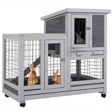 BestPet 37 Inch Wood Rabbit Hutch, Waterproof, Large Playground for Guinea Pig, Rabbit, Hamster BestPet